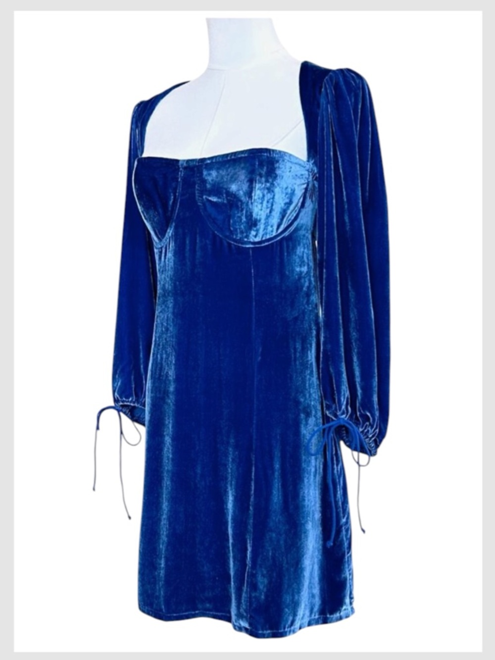 For Love & Lemons Nadine Mini Dress Royal Blue Cobalt Velvet Bustier M - Picture 7 of 8